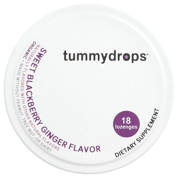 Tummydrops, Organic Drops, Sweet Blackberry Ginger, 18 Lozenges