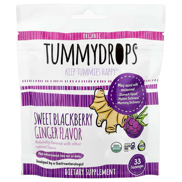 Tummydrops, Organic Sweet Blackberry Ginger, 33 Lozenges