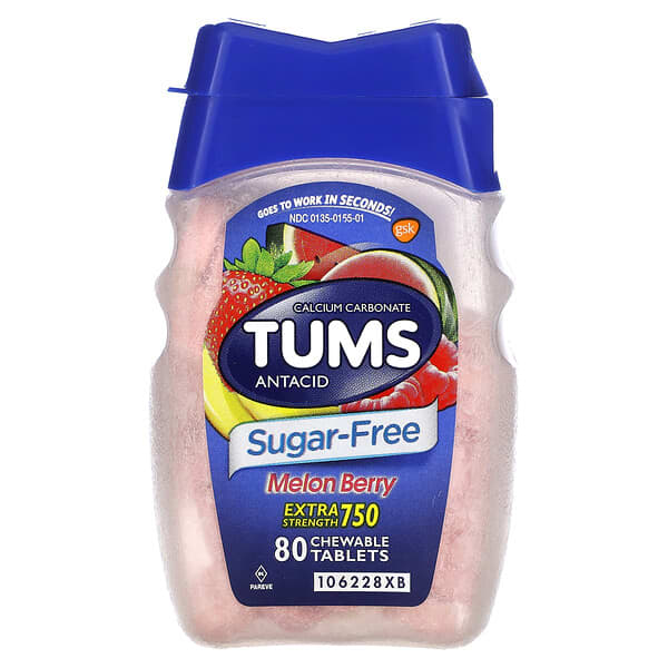 Tums, Antacid, Melon Berry, 750 mg, 80 Chewable Tablets