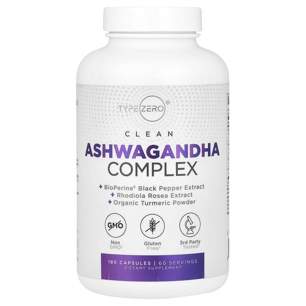 TypeZero, Clean, Ashwagandha Complex, 180 Capsules