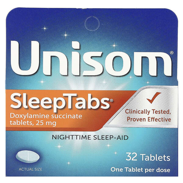 Unisom, SleepTabs, Nighttime Sleep-Aid, 32 Tablets