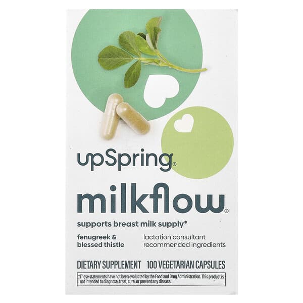 UpSpring, Milkflow, Fenugreek & Blessed Thistle, 100 Vegetarian Capsules