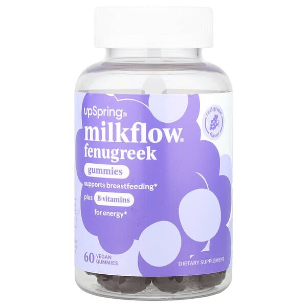 UpSpring, Milkflow® Fenugreek Gummies, Real Grape , 60 Vegan Gummies