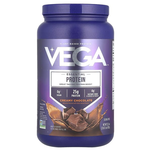 Vega, Essential Plant-Based Protein, Creamy Chocolate, 2 lb 0.5 oz (920 g)