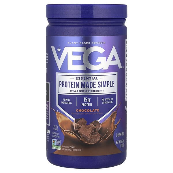 Vega, Essential Protein Made Simple, Plant-Based Protein, Chocolate, 9.6 oz (271 g)