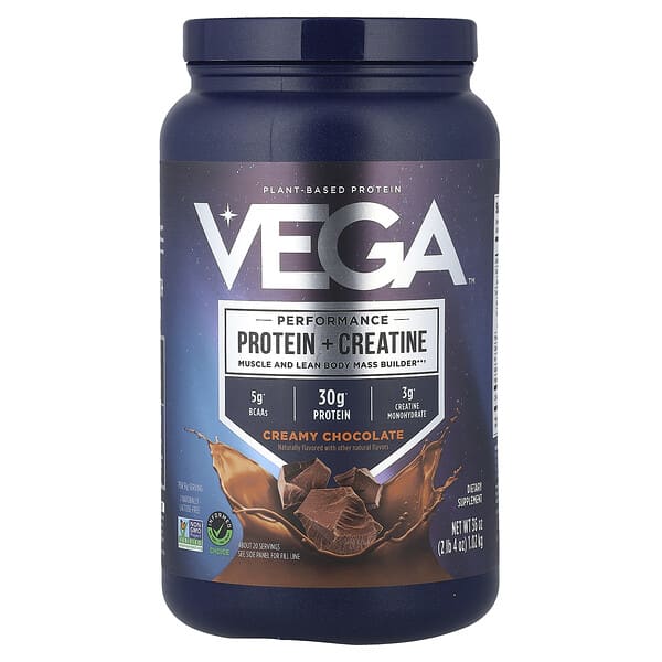 Vega, Plant-Based Performance Protein + Creatine, Creamy Chocolate, 2 lb 4 oz (1.02 kg)