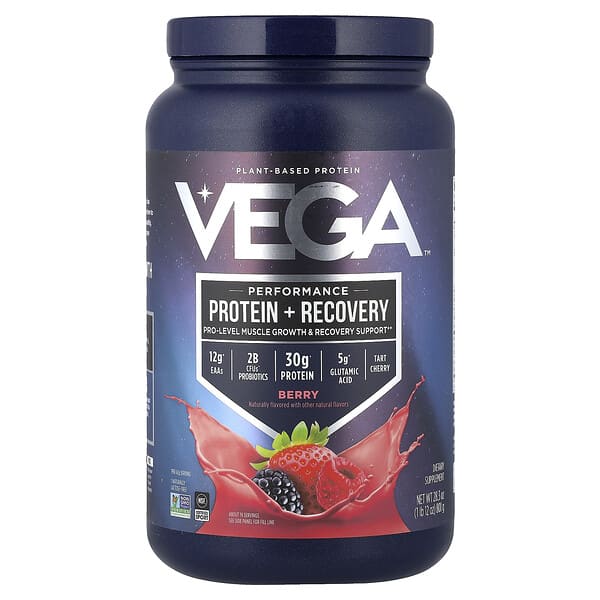 Vega, Plant-Based Protein, Performance Protein + Recovery, Berry, 1 lb 12 oz  (801 g)
