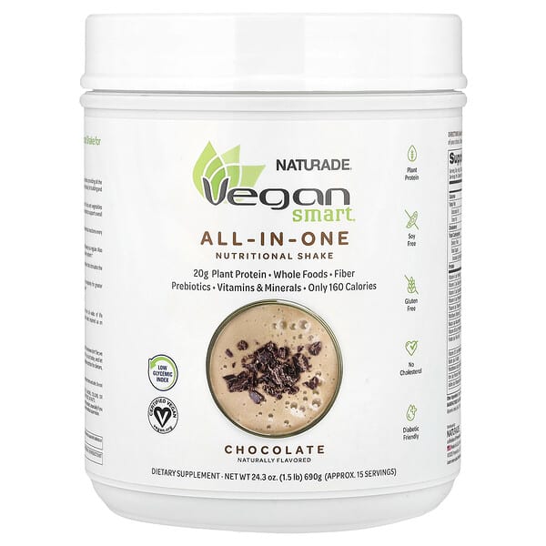 VeganSmart, All-In-One Nutritional Shake, Chocolate, 1.5 lb (690 g)