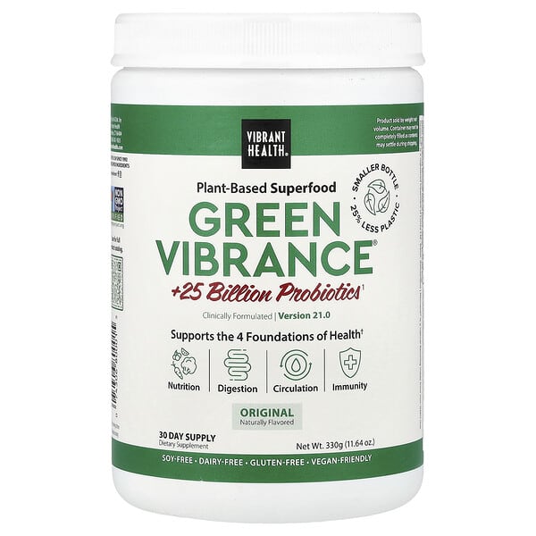 Vibrant Health, Green Vibrance® +25 Billion Probiotics, Version 21.0, 11.64 oz (330 g)