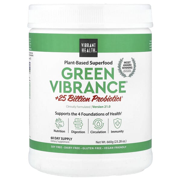 Vibrant Health, Green Vibrance® +25 Billion Probiotics, Version 21.0, 23.28 oz (660 g)