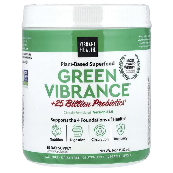 Vibrant Health, Green Vibrance® +25 Billion Probiotics, Version 21.0, 5.82 oz (165 g)