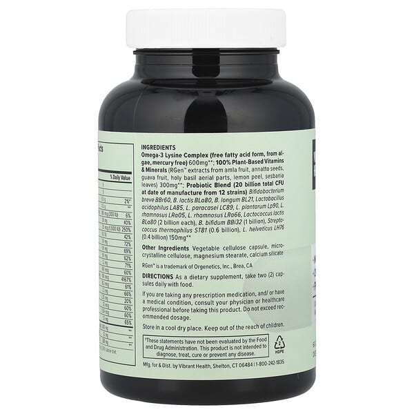 Alternative view of Vibrant Health, Trilogy™, Daily 3-in-1 Multi-Supplement, Vegan, 60 Capsules