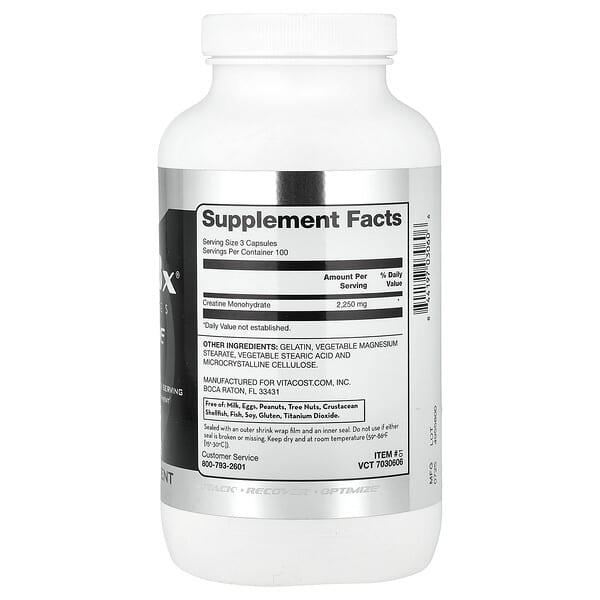 Alternative view of Vitacost, Black Series, ARO3x®, Creatine Raw, 300 Capsules (750 mg per Capsule)