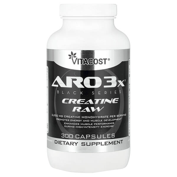 Vitacost, Black Series, ARO3x®, Creatine Raw, 300 Capsules (750 mg per Capsule)
