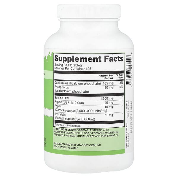 Alternative view of Vitacost, Betaine Hydrochloride, 250 Tablets