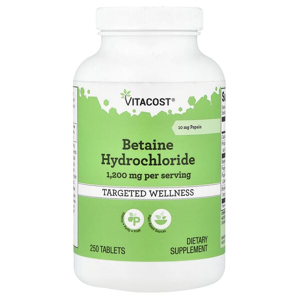 Vitacost, Betaine Hydrochloride, 250 Tablets