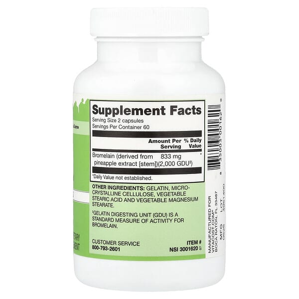Alternative view of Vitacost, Bromelain, 120 Capsules (416.5 mg per Capsule)