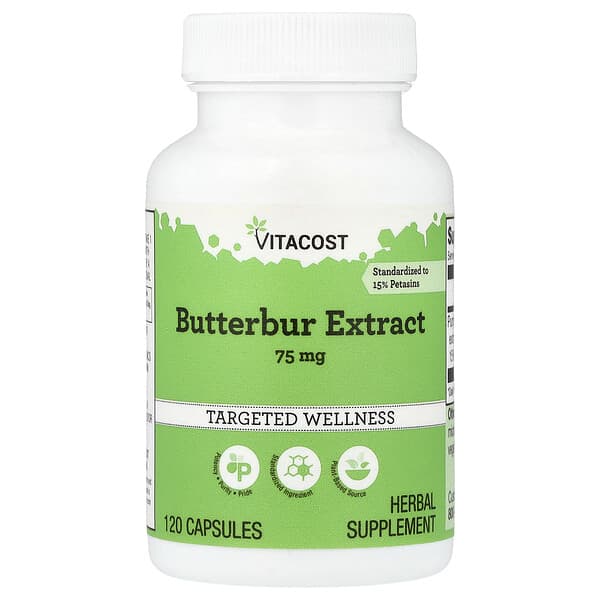 Vitacost, Butterbur Extract, 75 mg, 120 Capsules