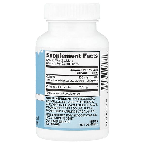 Alternative view of Vitacost, Calcium D-Glucarate, 60 Tablets (250 mg per Tablet)