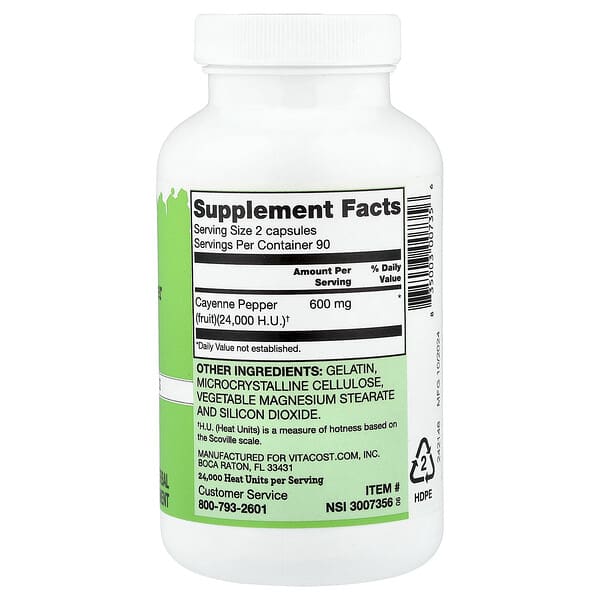 Alternative view of Vitacost, Cayenne Pepper, 180 Capsules (300 mg per Capsule)