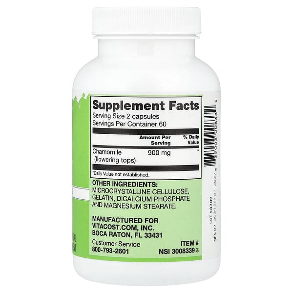 Alternative view of Vitacost, Chamomile, 120 Capsules (450 mg per Capsule)
