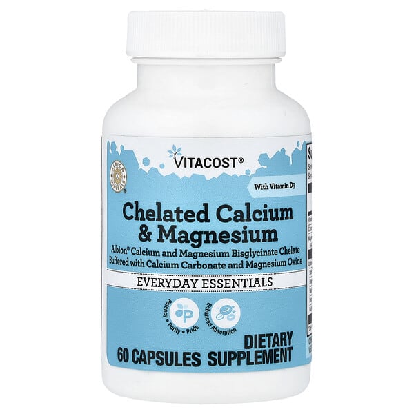 Vitacost, Chelated Calcium & Magnesium , 60 Capsules