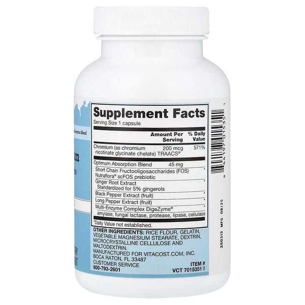 Alternative view of Vitacost, Chelated Chromium, Albion® Chromium Nicotinate Glycinate Chelate, 180 Capsules