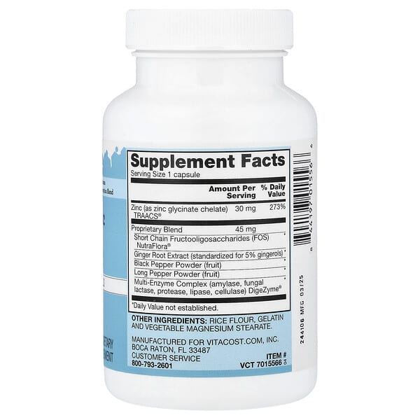Alternative view of Vitacost, Chelated Zinc, 180 Capsules