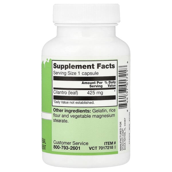 Alternative view of Vitacost, Cilantro, 425 mg, 60 Capsules