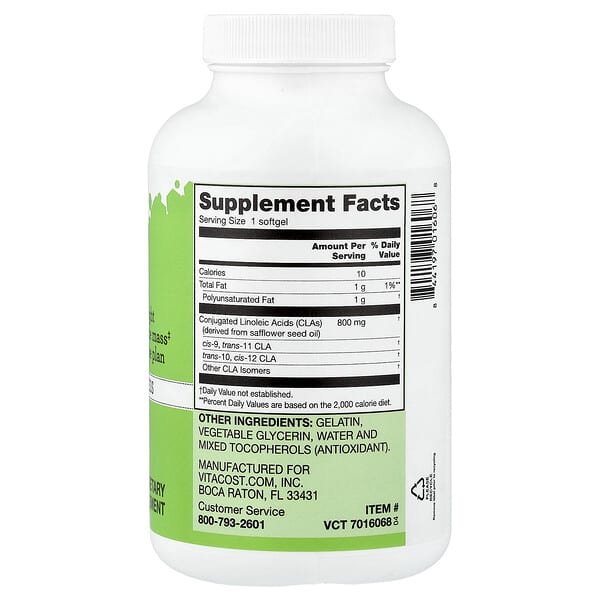 Alternative view of Vitacost, CLA, 800 mg, 120 Softgels