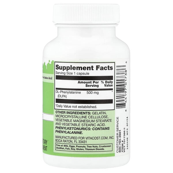 Vitacost, DLPA, 500 mg, 60 Capsules 2 Vitacost, DLPA, 500 mg, 60 Capsules - Ảnh 2