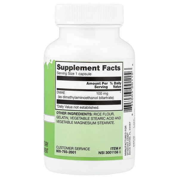 Alternative view of Vitacost, DMAE, 100 mg, 100 Capsules