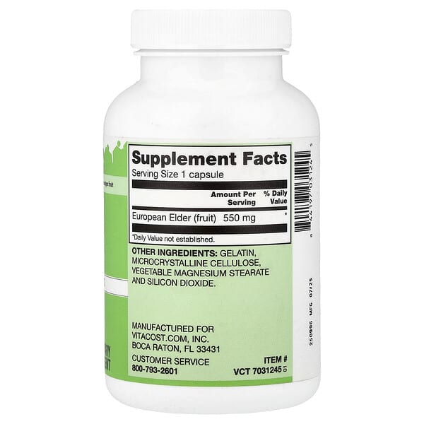 Alternative view of Vitacost, Elderberry, 550 mg, 120 Capsules