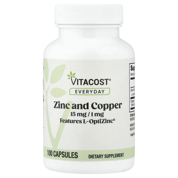 Vitacost, Everyday, Zinc and Copper, 100 Capsules