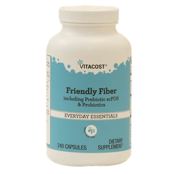 Vitacost, Friendly Fiber Including Prebiotic scFOS & Probiotics, 240 Capsules