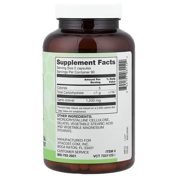 Alternative view of Vitacost, Synergy®, Garlic Ultra, 180 Capsules (600 mg per Capsule)