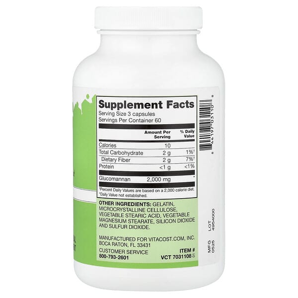 Alternative view of Vitacost, Glucomannan, 180 Capsules (666 mg per Capsule)