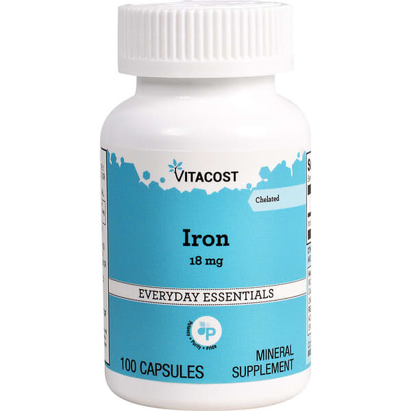 Vitacost, Iron, 18 mg, 100 Capsules