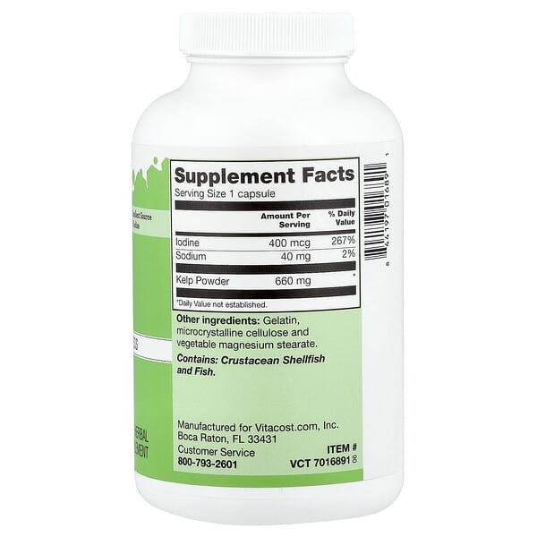 Vitacost, Kelp, 660 mg, 180 Capsules 2 Vitacost, Kelp, 660 mg, 180 Capsules - Ảnh 2