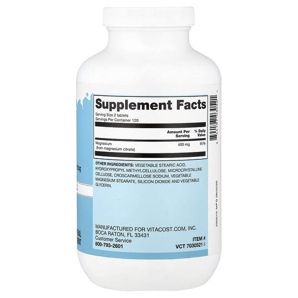 Vitacost, Magnesium Citrate, 240 Tablets (200 mg per Tablet) 2 Vitacost, Magnesium Citrate, 240 Tablets (200 mg per Tablet) - Ảnh 2