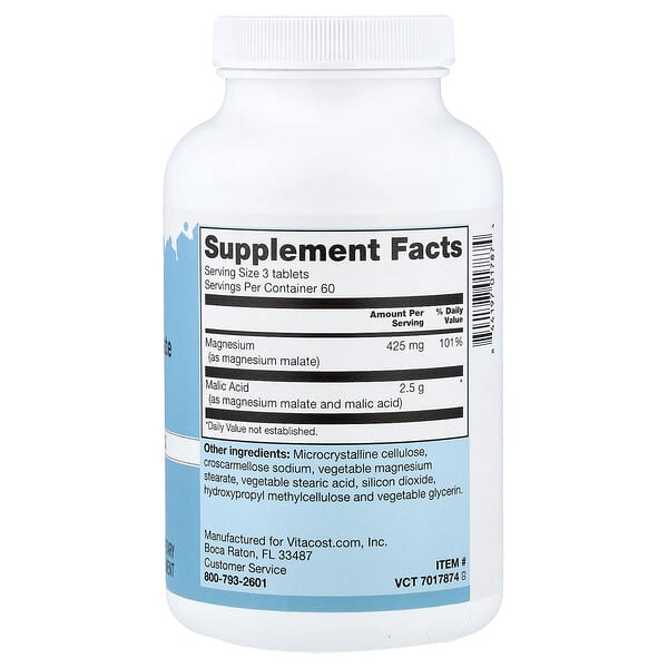 Vitacost, Magnesium Malate Includes Malic Acid, 180 Vegetarian Tablets 2 Vitacost, Magnesium Malate Includes Malic Acid, 180 Vegetarian Tablets - Ảnh 2