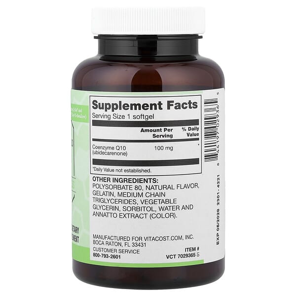 Alternative view of Vitacost, Synergy®, Maximum Absorption CoQ10, 100 mg, 60 Softgels