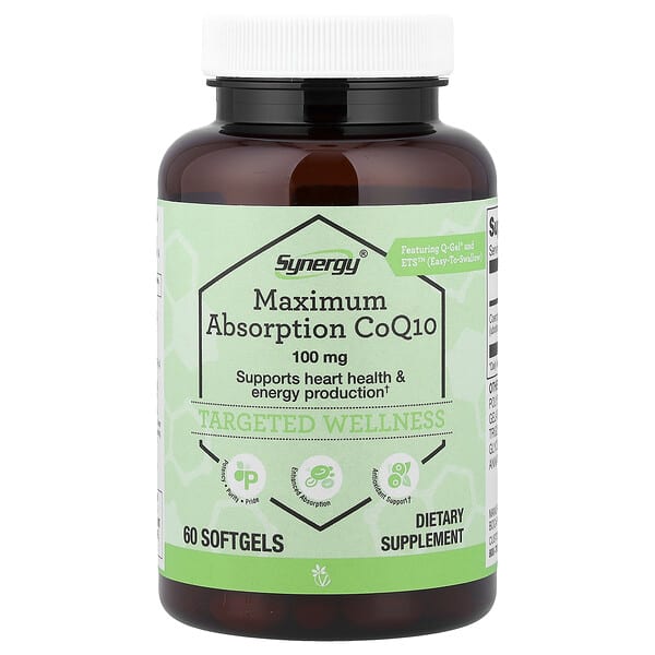 Vitacost, Synergy®, Maximum Absorption CoQ10, 100 mg, 60 Softgels