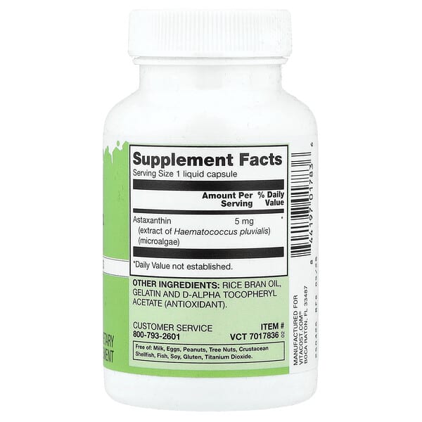 Alternative view of Vitacost, Natural Astaxanthin, 5 mg, 60 Liquid Capsules