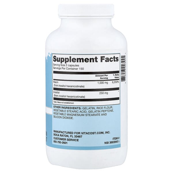Alternative view of Vitacost, Niacin, Non-Flushing, 300 Capsules (500 mg per Capsule)
