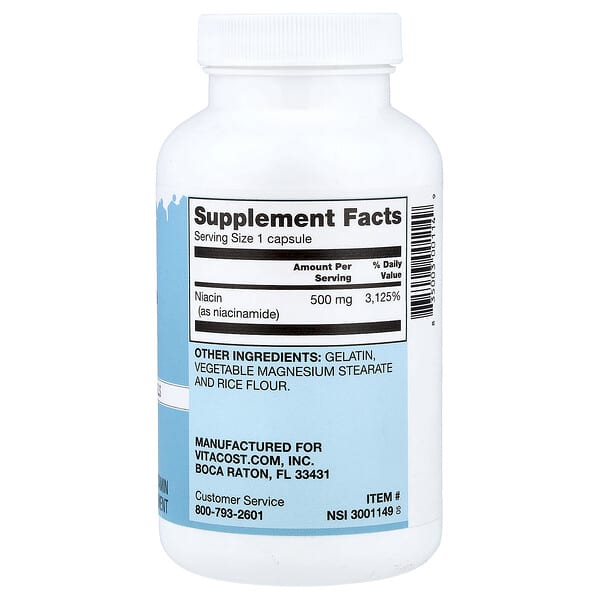 Alternative view of Vitacost, Niacinamide, 500 mg, 200 Capsules