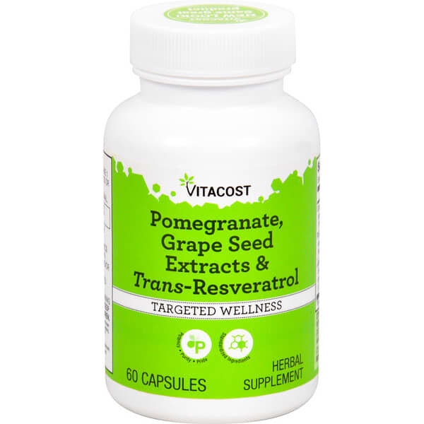 Vitacost, Pomegranate, Grape Seed Extracts & Trans-Resveratrol, 60 Capsules