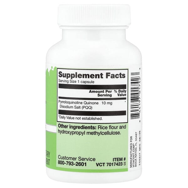 Alternative view of Vitacost, PQQ, 10 mg, 30 Capsules