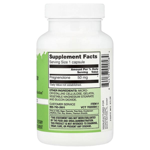 Alternative view of Vitacost, Pregnenolone, 50 mg, 90 Capsules