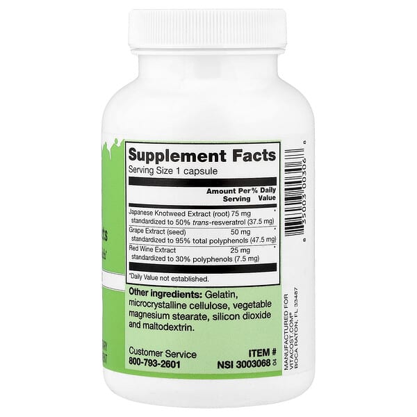 Alternative view of Vitacost, Resveratrol + Grape Seed & Red Wine Extracts, 120 Capsules